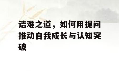 诘难之道，如何用提问推动自我成长与认知突破