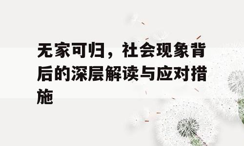 无家可归，社会现象背后的深层解读与应对措施