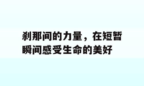 刹那间的力量，在短暂瞬间感受生命的美好