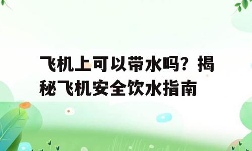 飞机上可以带水吗？揭秘飞机安全饮水指南