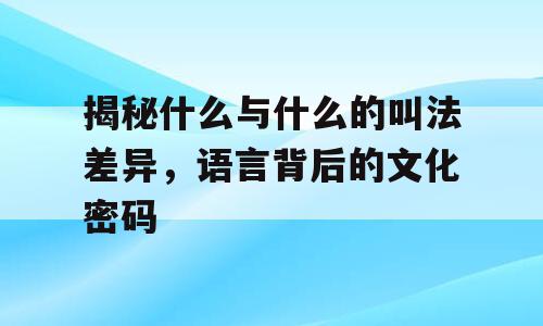 揭秘什么与什么的叫法差异，语言背后的文化密码