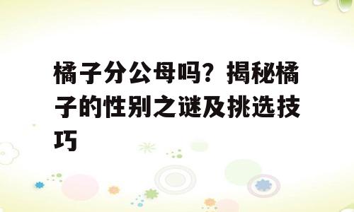 橘子分公母吗？揭秘橘子的性别之谜及挑选技巧