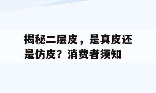 揭秘二层皮，是真皮还是仿皮？消费者须知