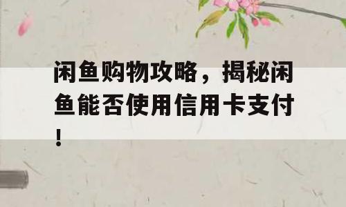 闲鱼购物攻略，揭秘闲鱼能否使用信用卡支付！