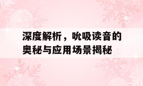 深度解析，吮吸读音的奥秘与应用场景揭秘