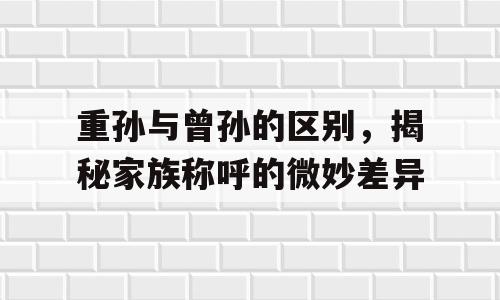 重孙与曾孙的区别，揭秘家族称呼的微妙差异
