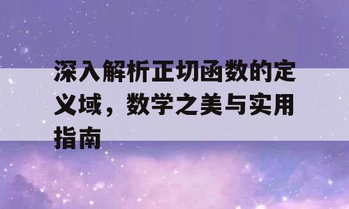 深入解析正切函数的定义域，数学之美与实用指南