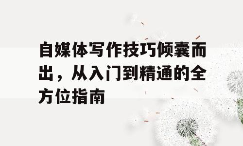 自媒体写作技巧倾囊而出，从入门到精通的全方位指南