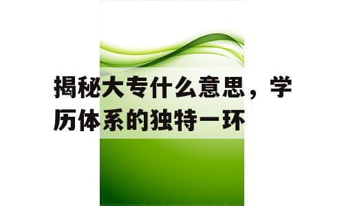 揭秘大专什么意思，学历体系的独特一环