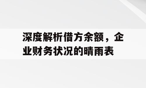 深度解析借方余额，企业财务状况的晴雨表