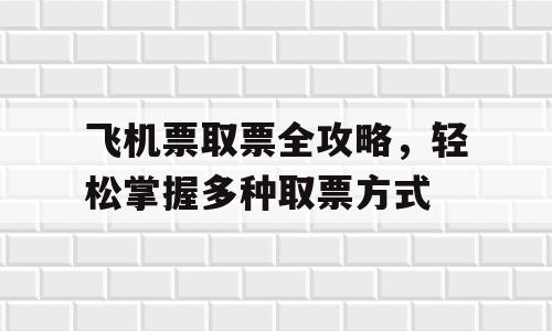 飞机票取票全攻略，轻松掌握多种取票方式