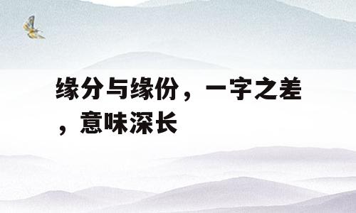 缘分与缘份，一字之差，意味深长