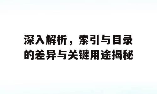 深入解析，索引与目录的差异与关键用途揭秘