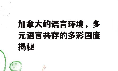 加拿大的语言环境，多元语言共存的多彩国度揭秘