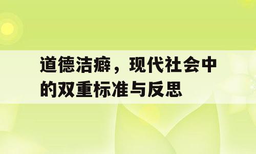 道德洁癖，现代社会中的双重标准与反思