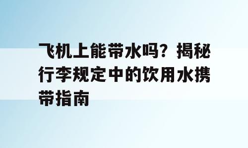 飞机上能带水吗？揭秘行李规定中的饮用水携带指南