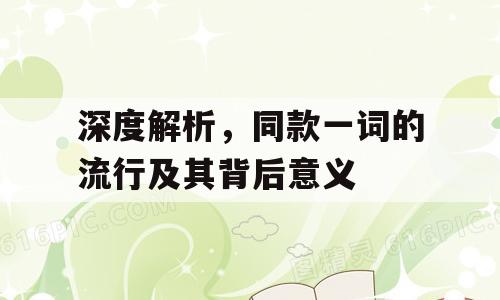 深度解析，同款一词的流行及其背后意义