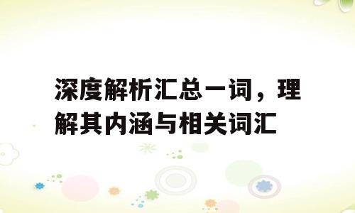 深度解析汇总一词，理解其内涵与相关词汇