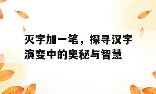 灭字加一笔，探寻汉字演变中的奥秘与智慧