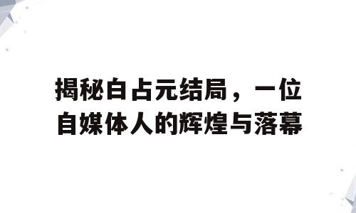 揭秘白占元结局，一位自媒体人的辉煌与落幕