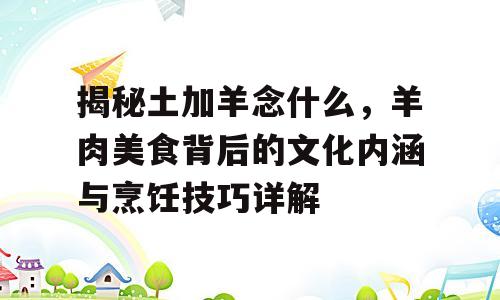 揭秘土加羊念什么，羊肉美食背后的文化内涵与烹饪技巧详解