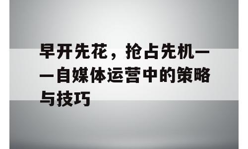 早开先花，抢占先机——自媒体运营中的策略与技巧