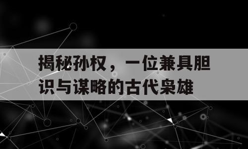 揭秘孙权，一位兼具胆识与谋略的古代枭雄