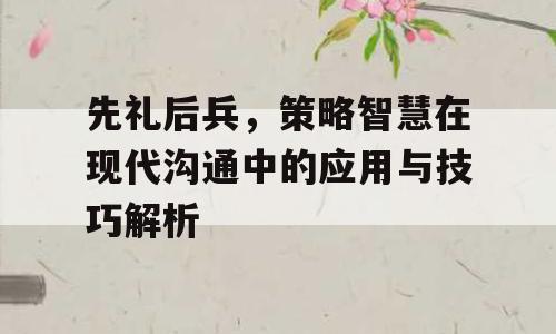 先礼后兵，策略智慧在现代沟通中的应用与技巧解析