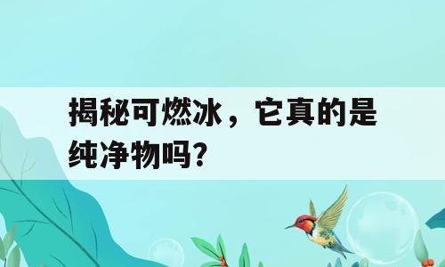 揭秘可燃冰，它真的是纯净物吗？