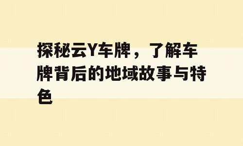 探秘云Y车牌，了解车牌背后的地域故事与特色