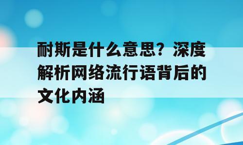耐斯是什么意思？深度解析网络流行语背后的文化内涵