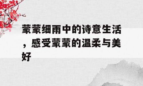 蒙蒙细雨中的诗意生活，感受蒙蒙的温柔与美好