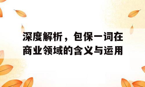 深度解析，包保一词在商业领域的含义与运用