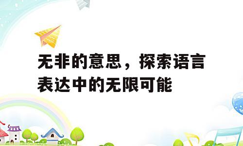 无非的意思，探索语言表达中的无限可能
