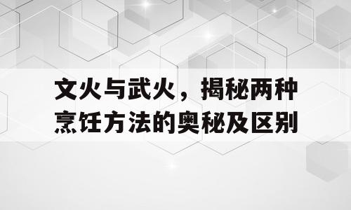 文火与武火，揭秘两种烹饪方法的奥秘及区别