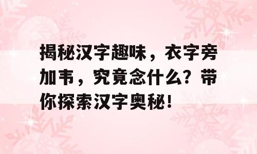 揭秘汉字趣味，衣字旁加韦，究竟念什么？带你探索汉字奥秘！
