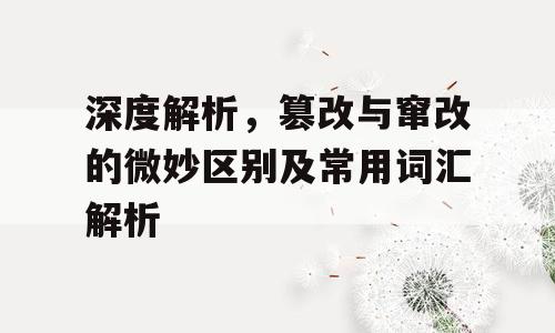 深度解析，篡改与窜改的微妙区别及常用词汇解析