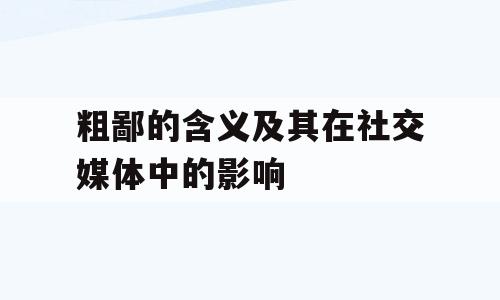 粗鄙的含义及其在社交媒体中的影响