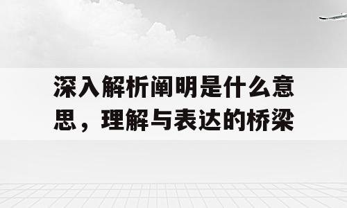 深入解析阐明是什么意思，理解与表达的桥梁