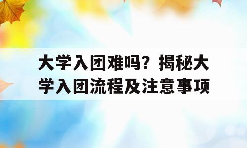 大学入团难吗？揭秘大学入团流程及注意事项