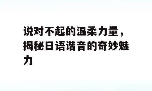 说对不起的温柔力量，揭秘日语谐音的奇妙魅力