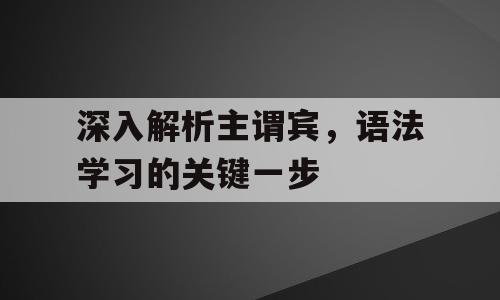 深入解析主谓宾，语法学习的关键一步