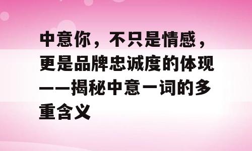 中意你，不只是情感，更是品牌忠诚度的体现——揭秘中意一词的多重含义