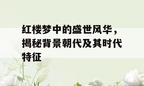 红楼梦中的盛世风华，揭秘背景朝代及其时代特征