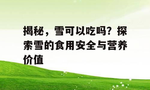 揭秘，雪可以吃吗？探索雪的食用安全与营养价值