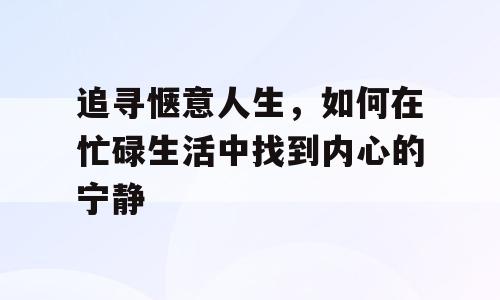 追寻惬意人生，如何在忙碌生活中找到内心的宁静