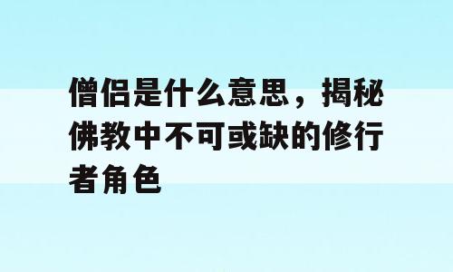 僧侣是什么意思，揭秘佛教中不可或缺的修行者角色