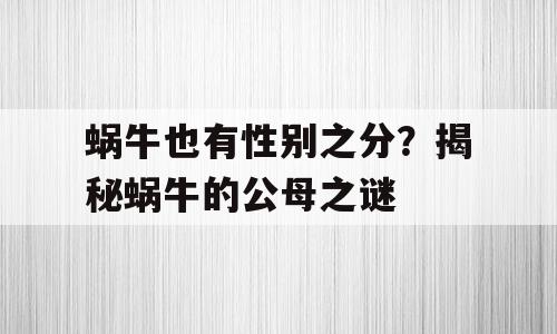 蜗牛也有性别之分？揭秘蜗牛的公母之谜