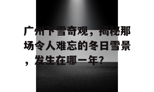 广州下雪奇观，揭秘那场令人难忘的冬日雪景，发生在哪一年？