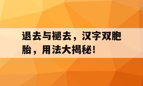 退去与褪去，汉字双胞胎，用法大揭秘！